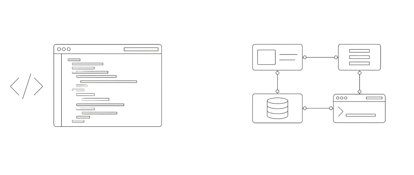 Linienzeichnung zum Thema Apps & Webapps